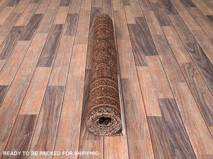 Brown 3'1" x 6'6" Vintage Hand knotted Wool Rug - Sku: O01541