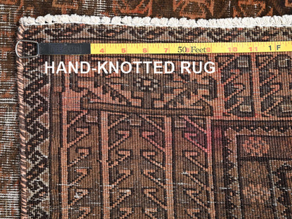 Brown 3'1" x 6'6" Vintage Hand knotted Wool Rug - Sku: O01541