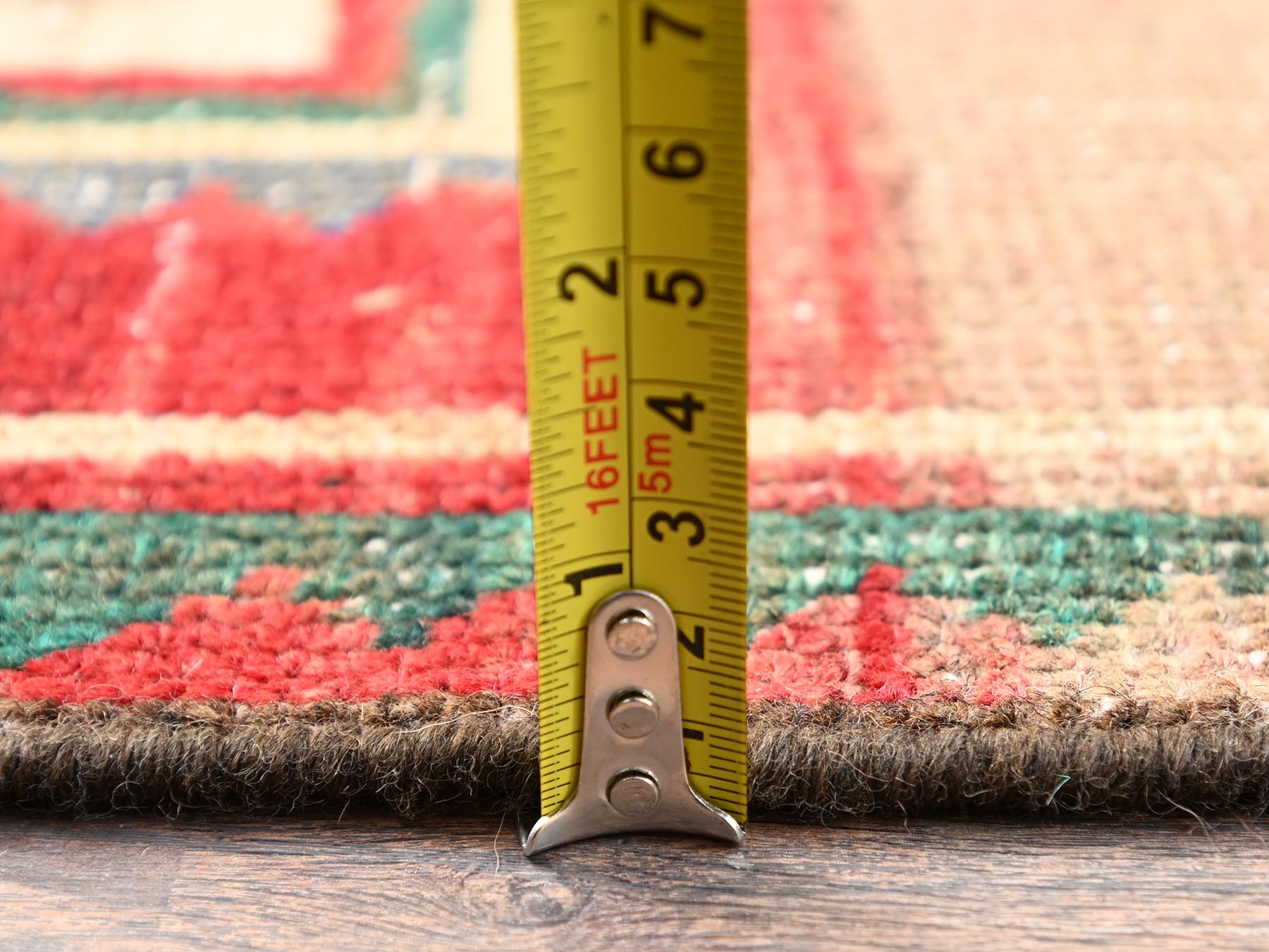 Vintage hand-knotted wool runner in Red, 3'1" x 6'7" — SKU O01546 (view 6)
