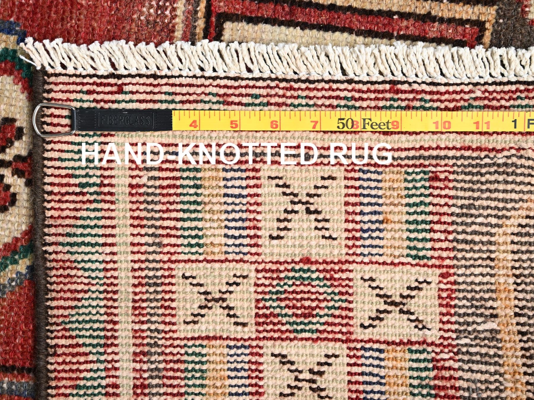 Vintage hand-knotted wool runner in Red, 3'1" x 6'7" — SKU O01546 (view 7)