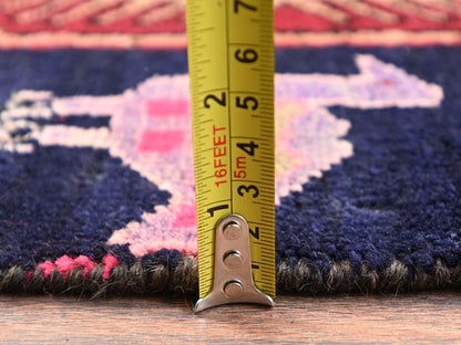 Black 2'5" x 8'10" Vintage Hand knotted Wool Rug - Sku: O01547