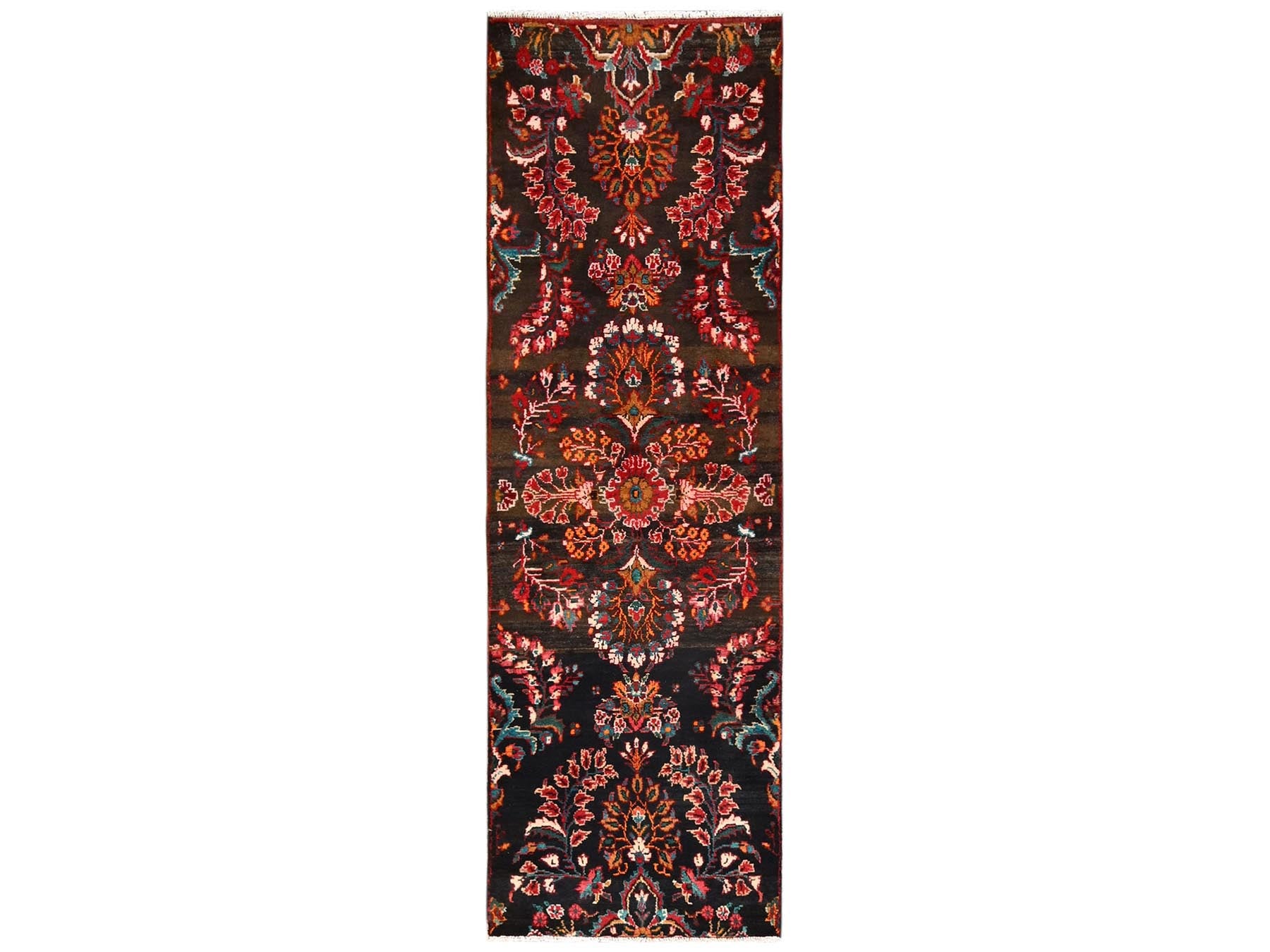 Brown 2'7" x 8'1" Vintage Hand knotted Wool Rug - Sku: O01548