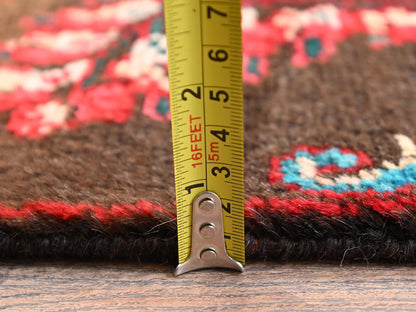 Brown 2'7" x 8'1" Vintage Hand knotted Wool Rug - Sku: O01548