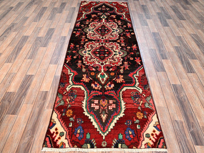 Brown 2'9" x 8'11" Vintage Hand knotted Wool Rug - Sku: O01549