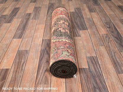 Brown 2'9" x 8'11" Vintage Hand knotted Wool Rug - Sku: O01549