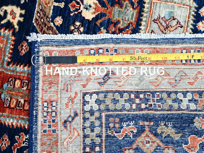 Blue 2'7" x 7'9" Tribal & Geometric Hand knotted Wool Rug - Sku: O0154