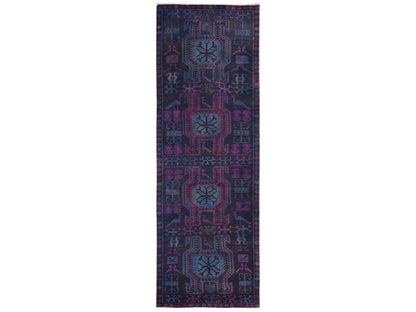 Overdyed 2'11" x 9'2" Vintage Hand knotted Wool Rug - Sku: O01550