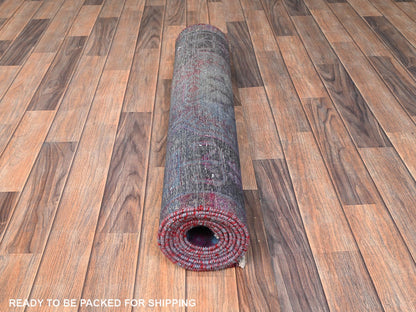 Vintage hand-knotted wool runner in Overdyed & Navy Blue, 2'11" x 9'2" — SKU O01550 (view 5)
