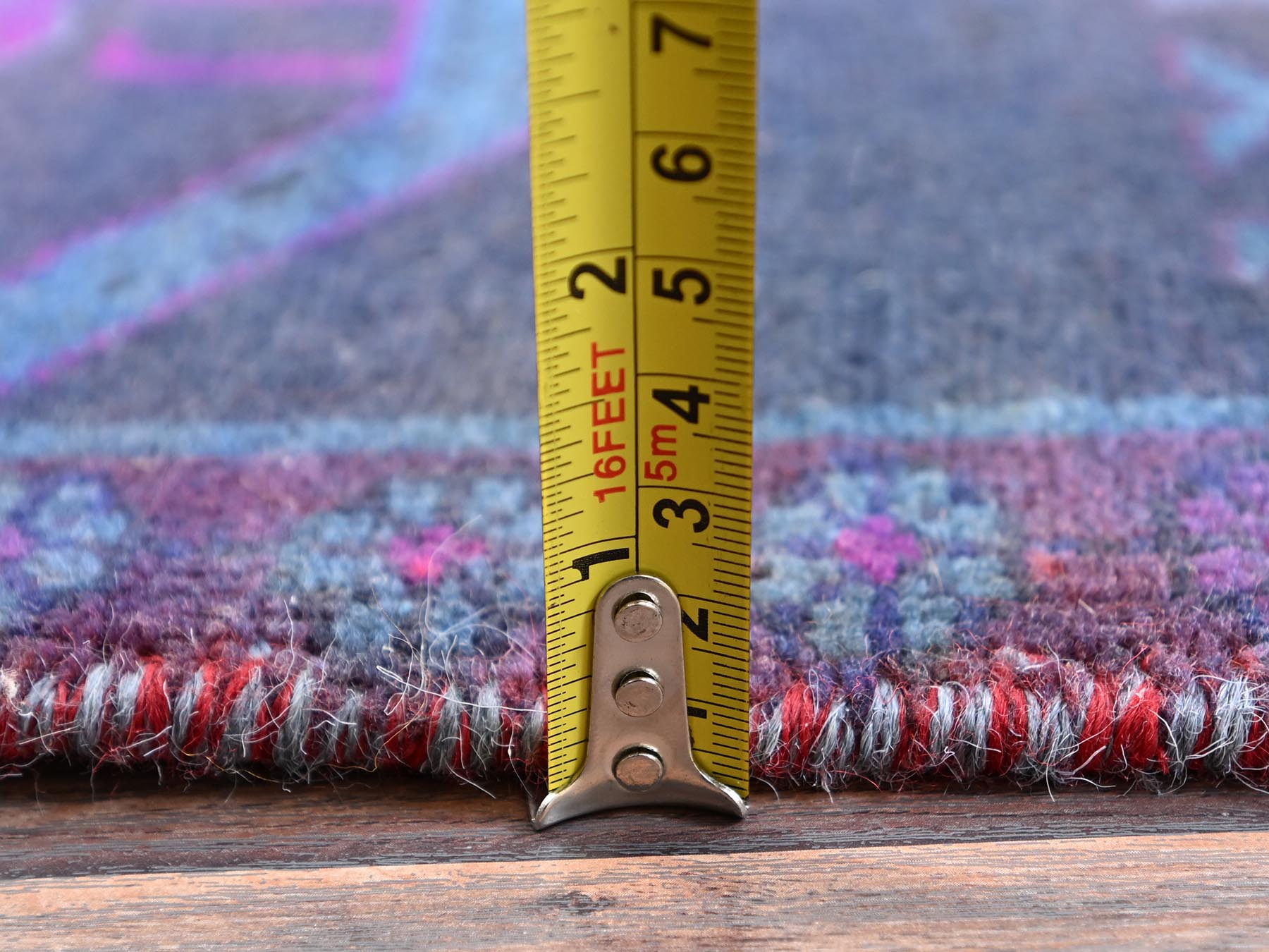 Vintage hand-knotted wool runner in Overdyed & Navy Blue, 2'11" x 9'2" — SKU O01550 (view 6)