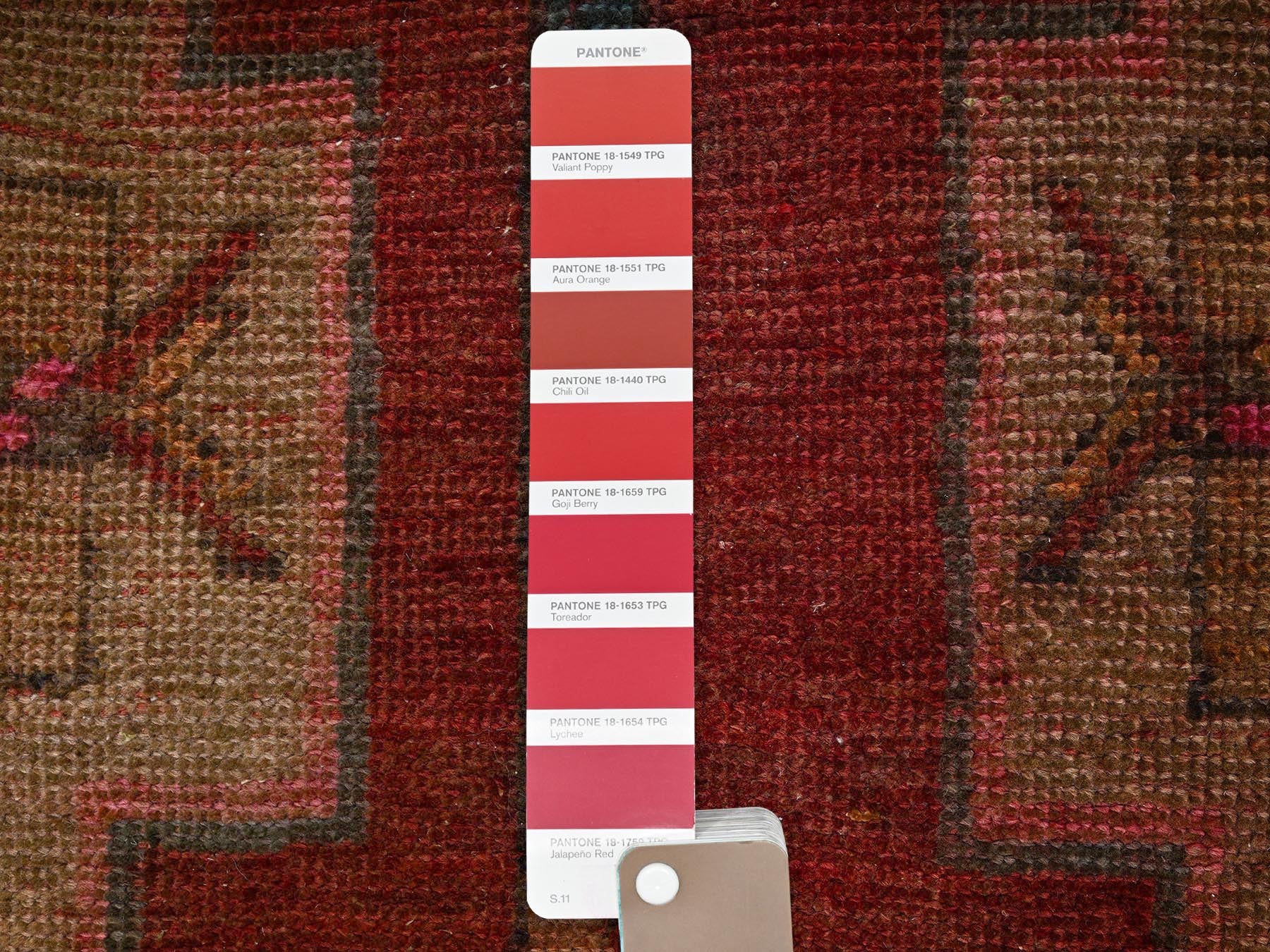 Hamadan Vintage hand-knotted wool runner in Red & Brown, 2'10" x 11'8" — SKU O01552 (view 4)