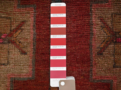 Hamadan Vintage hand-knotted wool runner in Red & Brown, 2'10" x 11'8" — SKU O01552 (view 4)