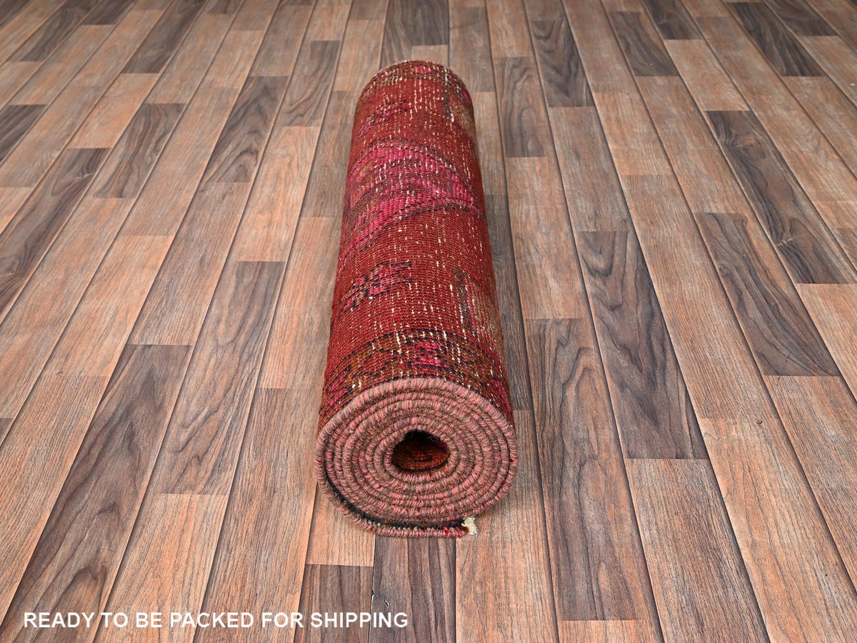 Hamadan Vintage hand-knotted wool runner in Red & Brown, 2'10" x 11'8" — SKU O01552 (view 5)