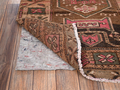 Brown 2'7" x 8'9" Vintage Hand knotted Wool Rug - Sku: O01553