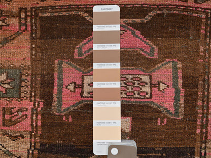 Brown 2'7" x 8'9" Vintage Hand knotted Wool Rug - Sku: O01553