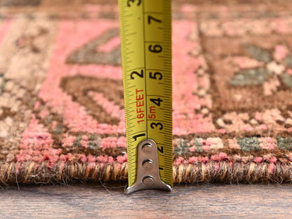 Brown 2'7" x 8'9" Vintage Hand knotted Wool Rug - Sku: O01553