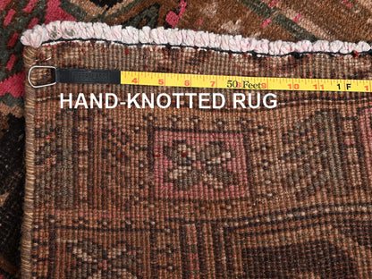 Brown 2'7" x 8'9" Vintage Hand knotted Wool Rug - Sku: O01553
