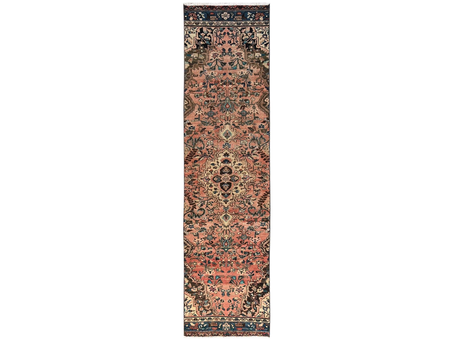 Vintage hand-knotted wool runner in Pink, 2'6" x 10'3" — SKU O01554