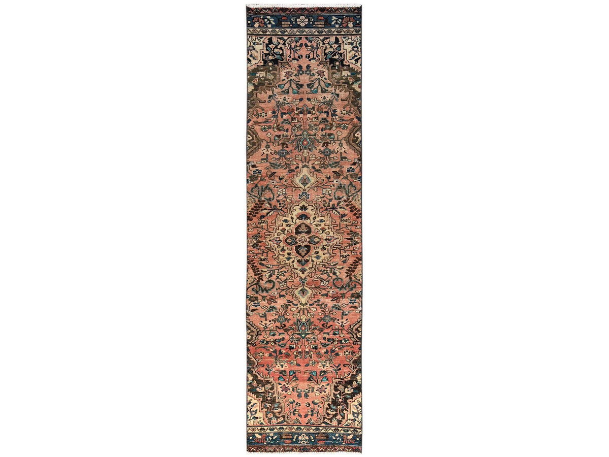 Vintage hand-knotted wool runner in Pink, 2'6" x 10'3" — SKU O01554
