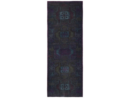 Vintage hand-knotted wool runner in Overdyed, 3' x 8'4" — SKU O01555