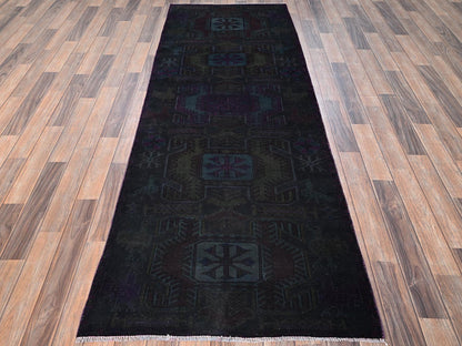 Vintage hand-knotted wool runner in Overdyed, 3' x 8'4" — SKU O01555 (view 2)