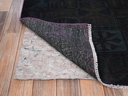 Vintage hand-knotted wool runner in Overdyed, 3' x 8'4" — SKU O01555 (view 3)