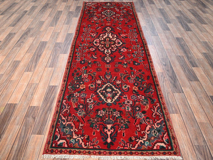 Vintage hand-knotted wool runner in Red & Brown, 3' x 9'1" — SKU O01557 (view 2)