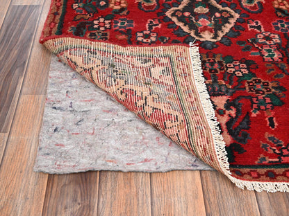 Vintage hand-knotted wool runner in Red & Brown, 3' x 9'1" — SKU O01557 (view 3)