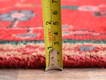 Vintage hand-knotted wool runner in Red & Brown, 3' x 9'1" — SKU O01557 (view 6)