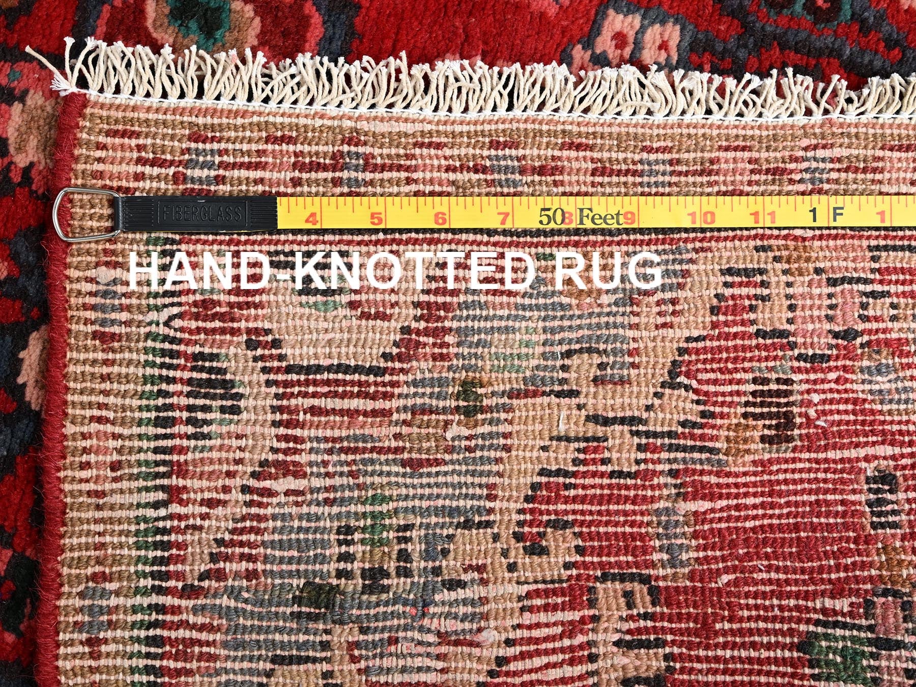 Vintage hand-knotted wool runner in Red & Brown, 3' x 9'1" — SKU O01557 (view 7)