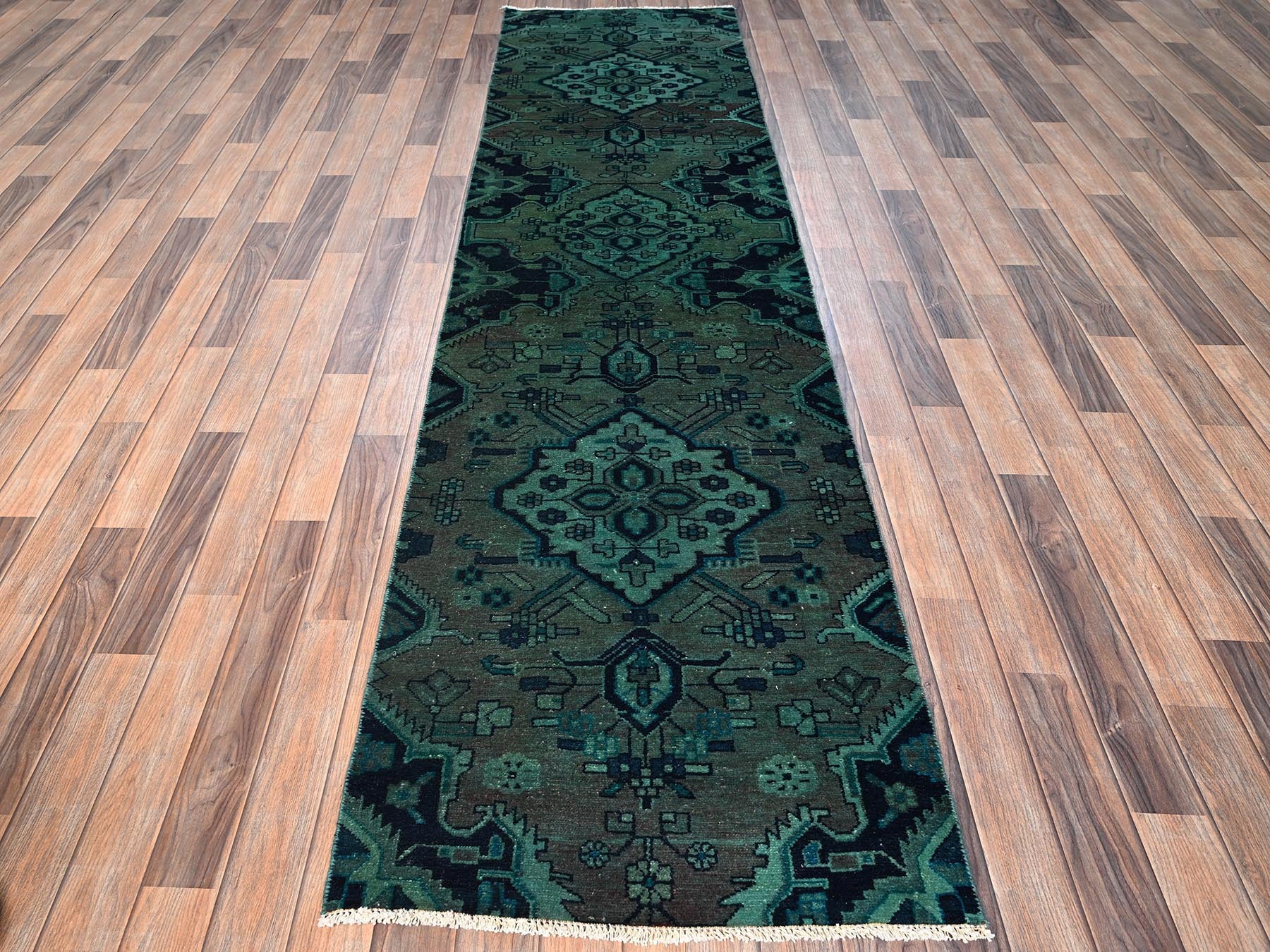 Hamadan Vintage hand-knotted wool runner in Overdyed, 2'7" x 9'10" — SKU O01558 (view 2)