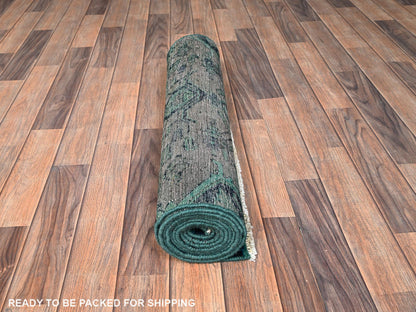 Overdyed 2'7" x 9'10" Vintage Hand knotted Wool Rug - Sku: O01558