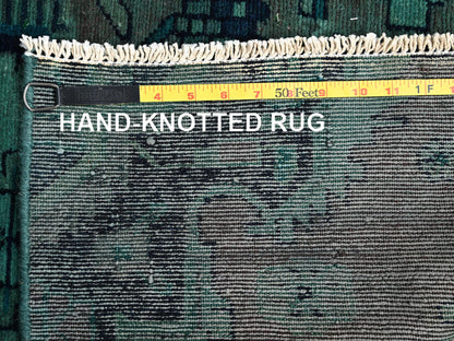 Overdyed 2'7" x 9'10" Vintage Hand knotted Wool Rug - Sku: O01558