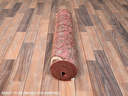 Pink 2'7" x 8'6" Vintage Hand knotted Wool Rug - Sku: O01559