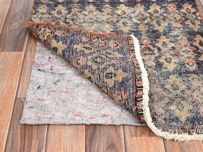 Vintage hand-knotted wool runner in Purple, 2'1" x 6'9" — SKU O01563 (view 3)