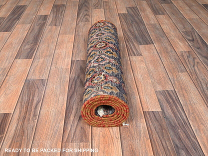 Vintage hand-knotted wool runner in Purple, 2'1" x 6'9" — SKU O01563 (view 5)