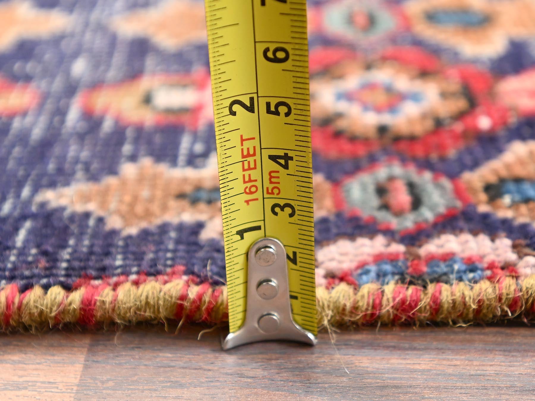 Vintage hand-knotted wool runner in Purple, 2'1" x 6'9" — SKU O01563 (view 6)