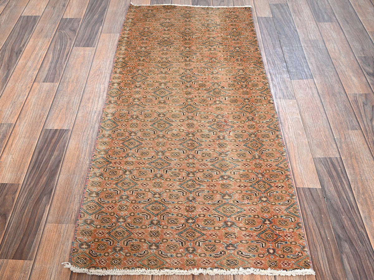 Vintage hand-knotted wool rug in Pink, 1'10" x 4'4" — SKU O01564 (view 2)