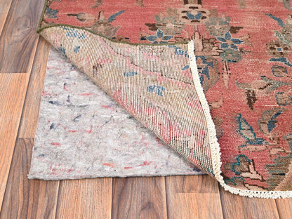 Vintage hand-knotted wool runner in Pink, 2'8" x 12'9" — SKU O01565 (view 3)