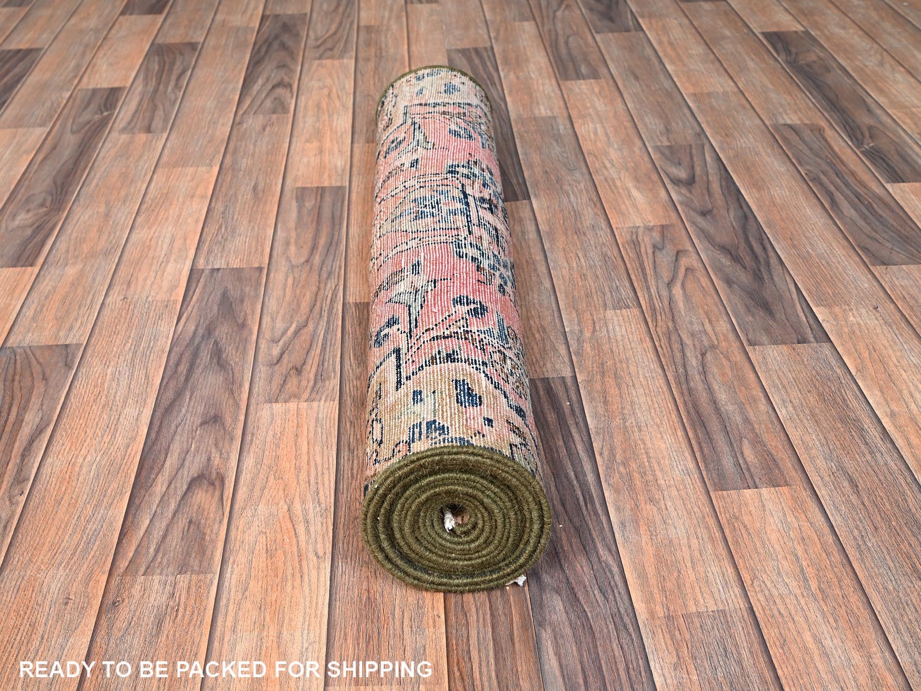 Vintage hand-knotted wool runner in Pink, 2'8" x 12'9" — SKU O01565 (view 5)