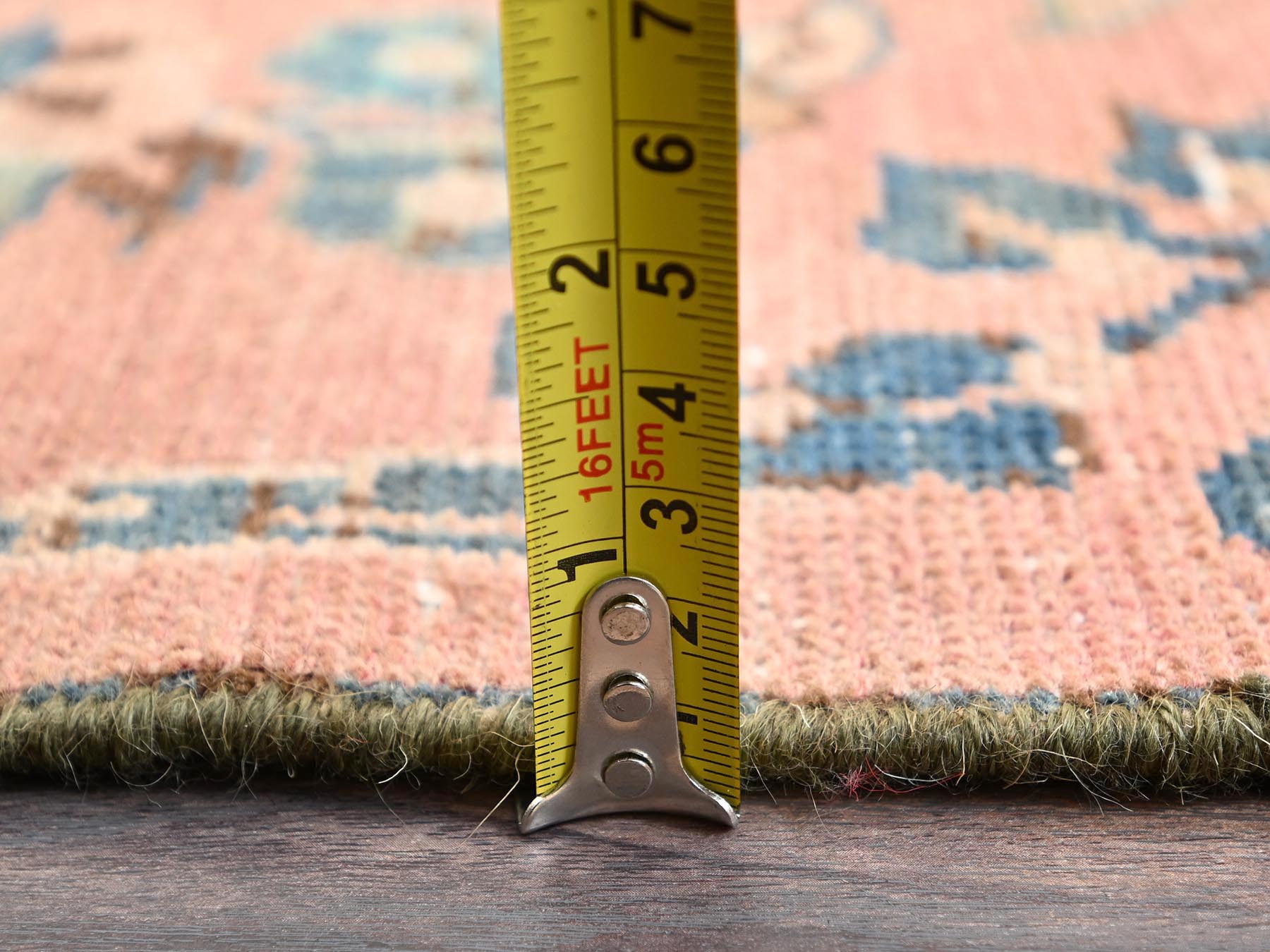 Vintage hand-knotted wool runner in Pink, 2'8" x 12'9" — SKU O01565 (view 6)
