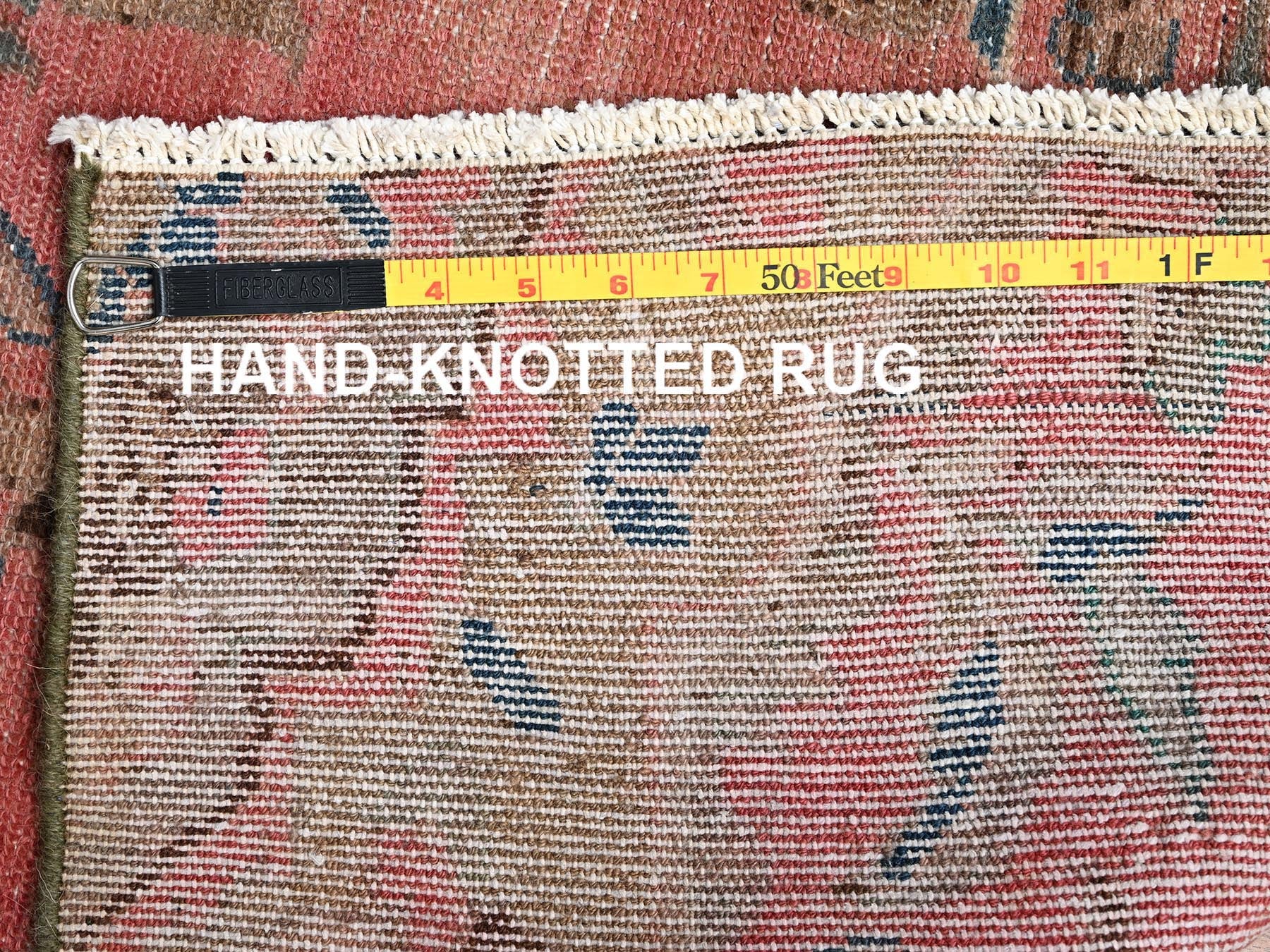 Vintage hand-knotted wool runner in Pink, 2'8" x 12'9" — SKU O01565 (view 7)