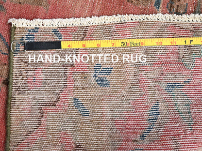 Vintage hand-knotted wool runner in Pink, 2'8" x 12'9" — SKU O01565 (view 7)