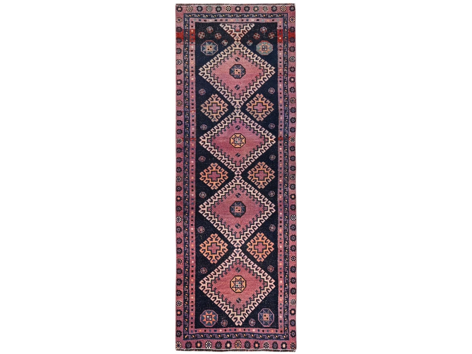 Blue 2'8" x 7'11" Vintage Hand knotted Wool Rug - Sku: O01567