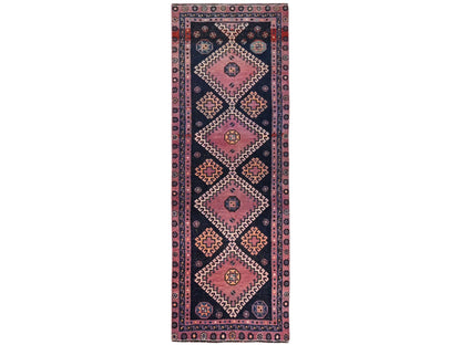 Blue 2'8" x 7'11" Vintage Hand knotted Wool Rug - Sku: O01567