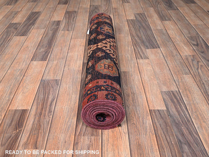 Blue 2'8" x 7'11" Vintage Hand knotted Wool Rug - Sku: O01567