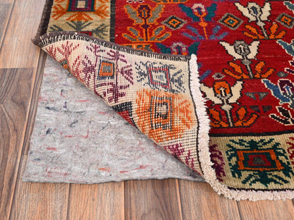 Red 4'11" x 7'5" Vintage Hand knotted Wool Rug - Sku: O01570