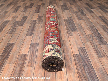 Red 4'11" x 7'5" Vintage Hand knotted Wool Rug - Sku: O01570
