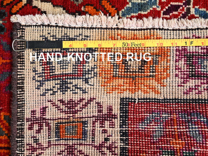 Red 4'11" x 7'5" Vintage Hand knotted Wool Rug - Sku: O01570