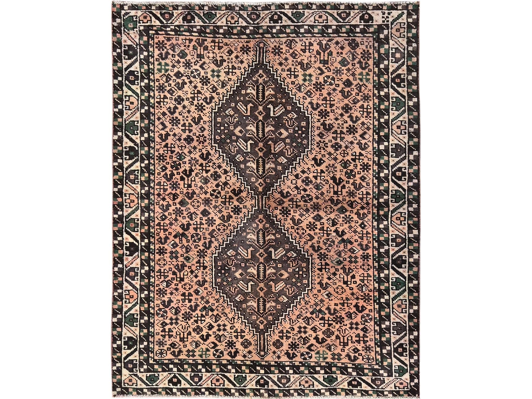 Pink 4'11" x 6'4" Vintage Hand knotted Wool Rug - Sku: O01571