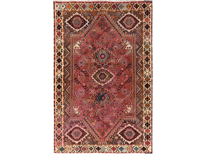 Pink 5'3" x 8'0" Vintage Hand knotted Wool Rug - Sku: O01572